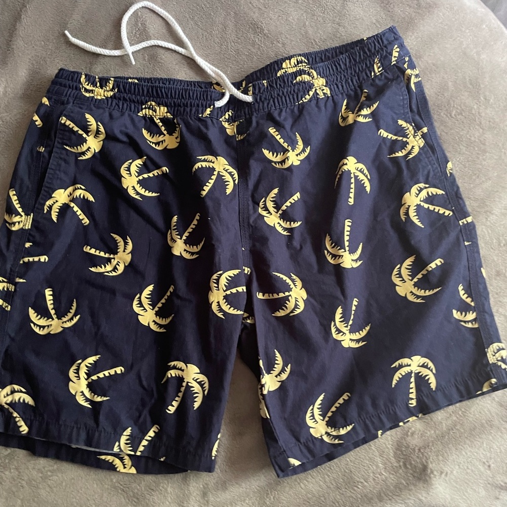 MEN’S Mossimo Supply Co. Cotton Navy Blue & Yellow Shorts with Palm Trees Size L